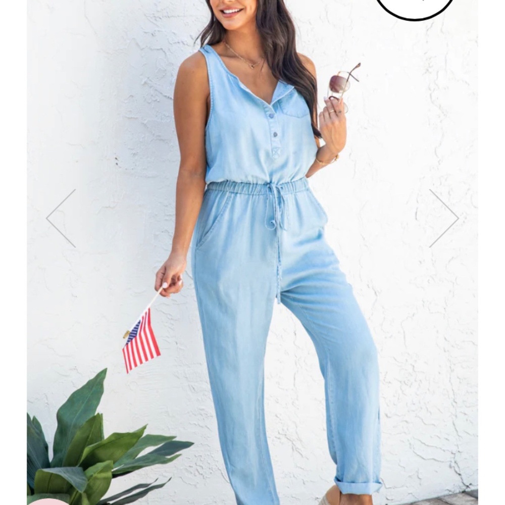Chambray denim jumpsuit